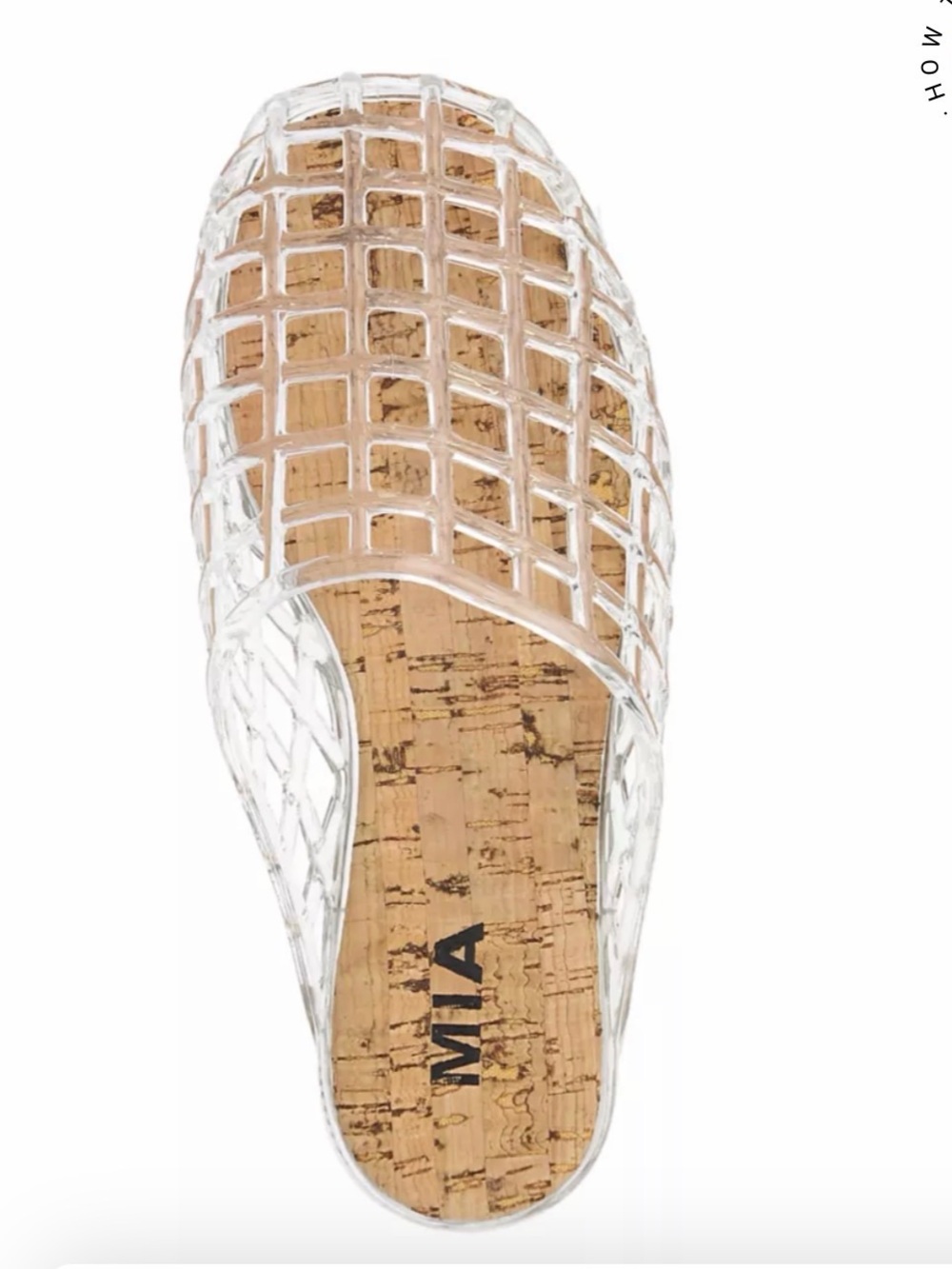 MIA Darby Clear Woven Cork-Effect Slide Sandal New Size 8